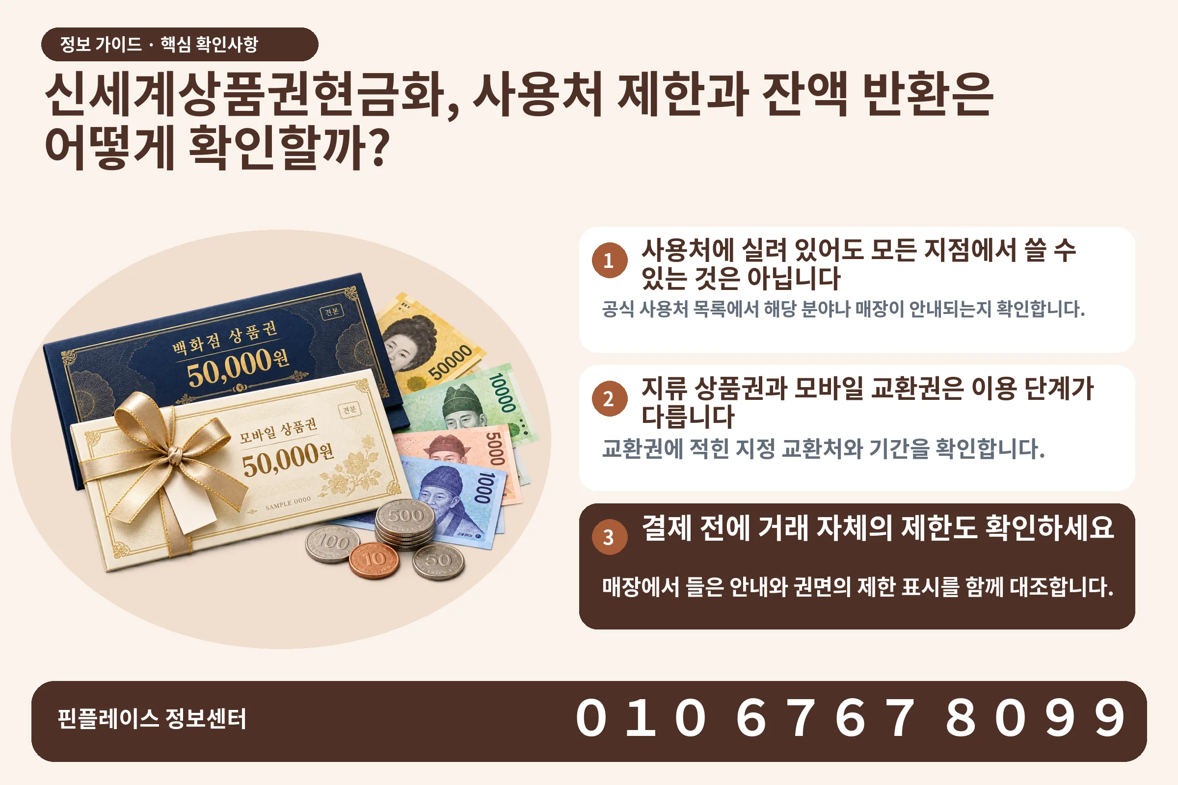 신세계상품권현금화, 사용처 제한과 잔액 반환은 어떻게 확인할까? · 상품권 / 현금·동전 · 본문 확인사항: 사용처에 실려 있어도 모든 지점에서 쓸 수 있는 것은 아닙니다; 지류 상품권과 모바일 교환권은 이용 단계가 다릅니다; 결제 전에 거래 자체의 제한도 확인하세요